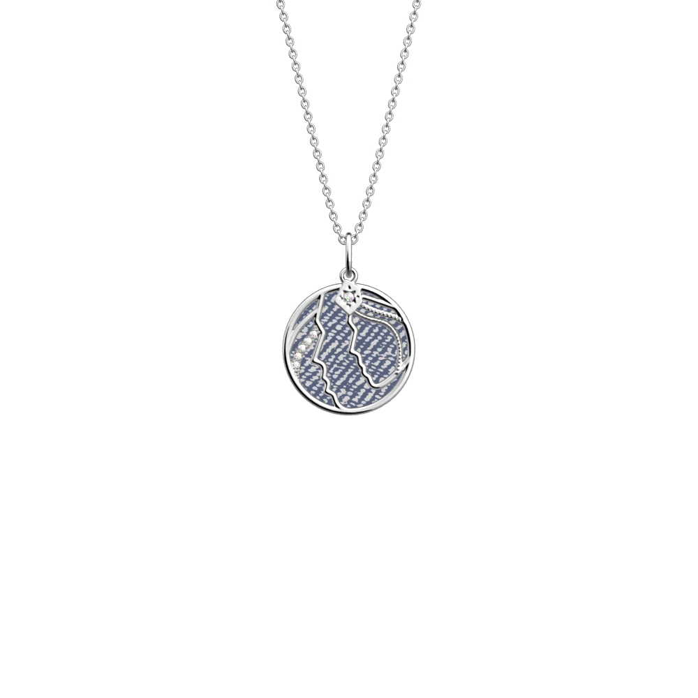 Collier Gémeaux, cuir réversible Jeans / Tempête - Les Georgettes - Modalova