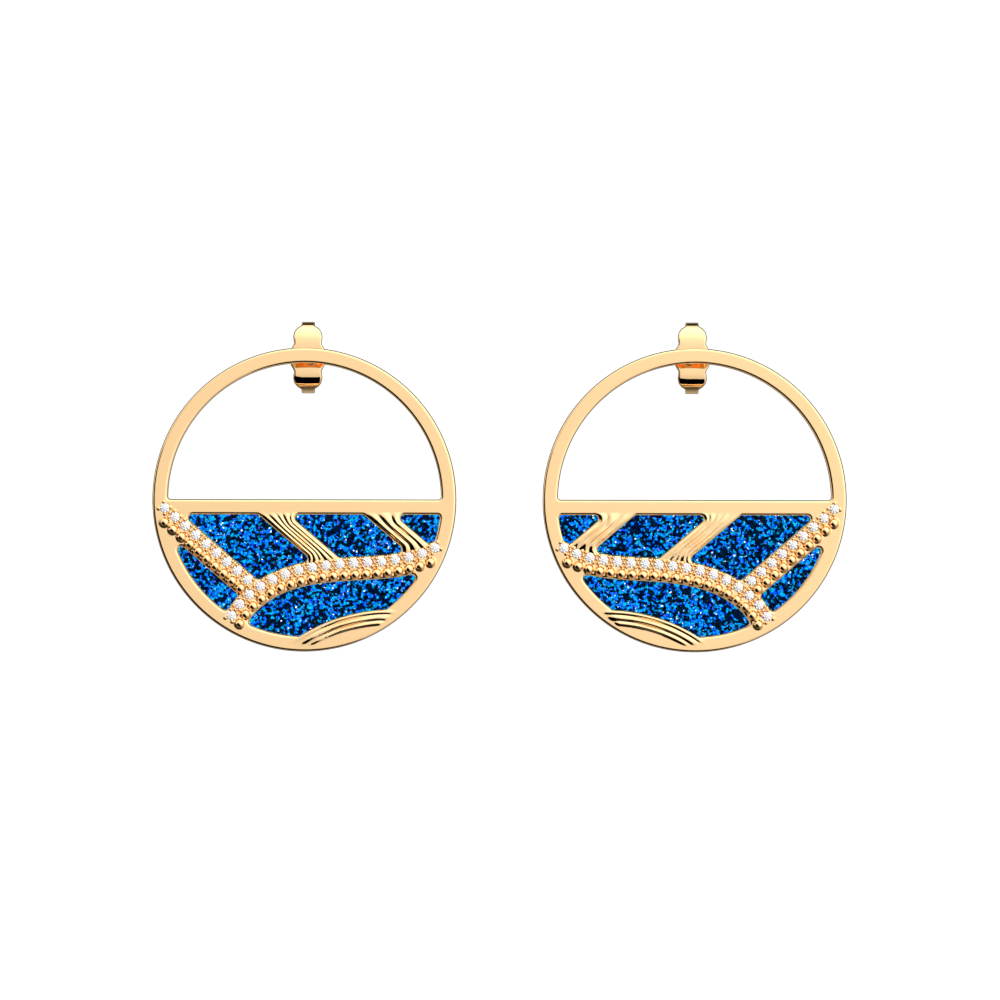 Boucles d'oreilles Désert, cuir réversibles Sépia / Paillettes Bleues image number 2