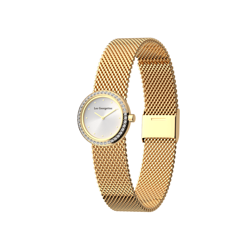 Milan mesh watch - Gold finish, Précieuse round watch case image number 1