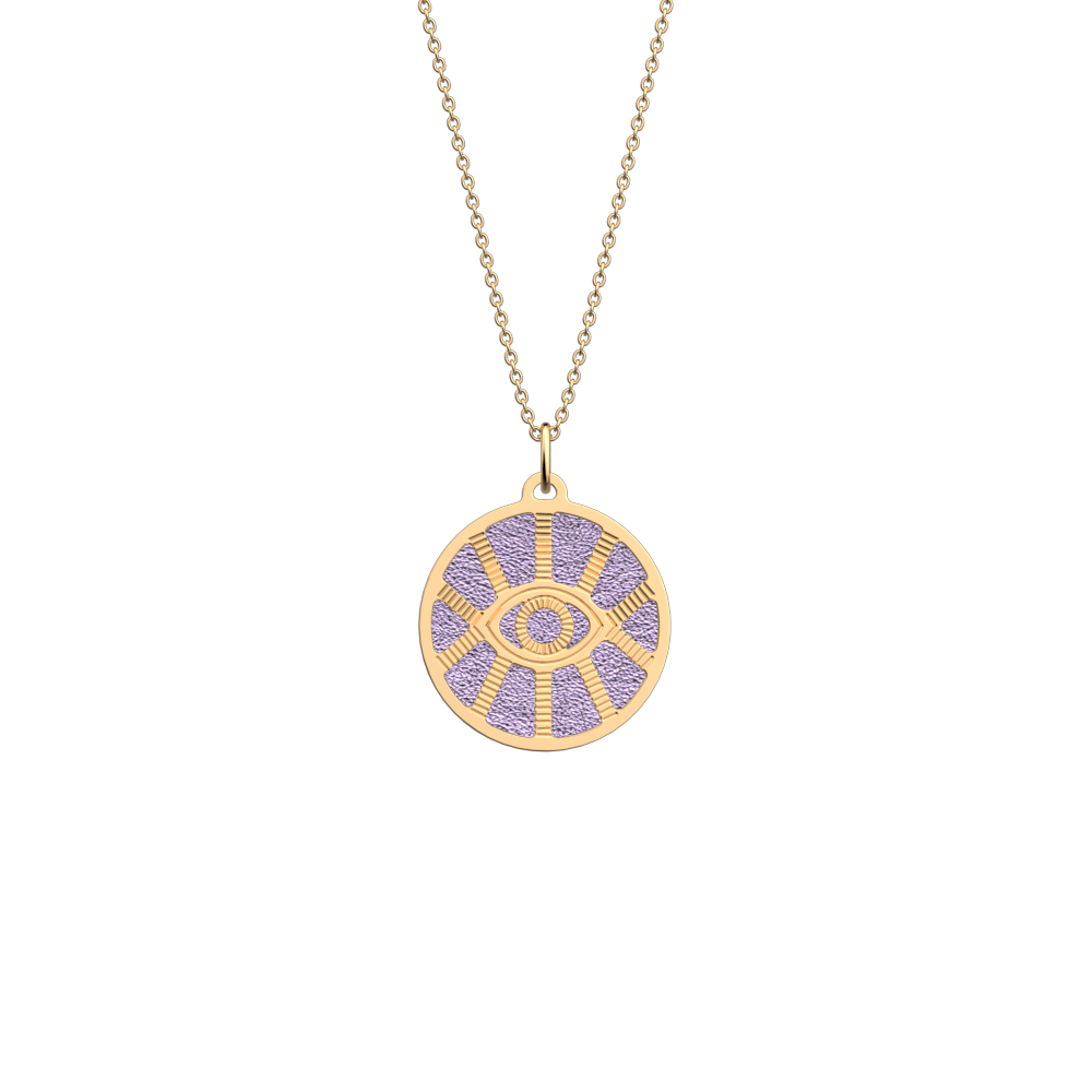 Collier Œil Mystique, cuir réversible Lavande Métallisée / Violette Sauvage - Les Georgettes - Modalova