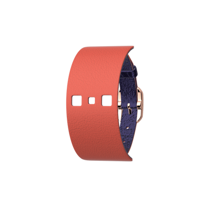 Coral / Navy Blue Single Wrap Leather strap,  Rose gold finish buckle coral-navy-blue-single-wrap-leather-strap-rose-gold-finish-buckle-le_simple_tour