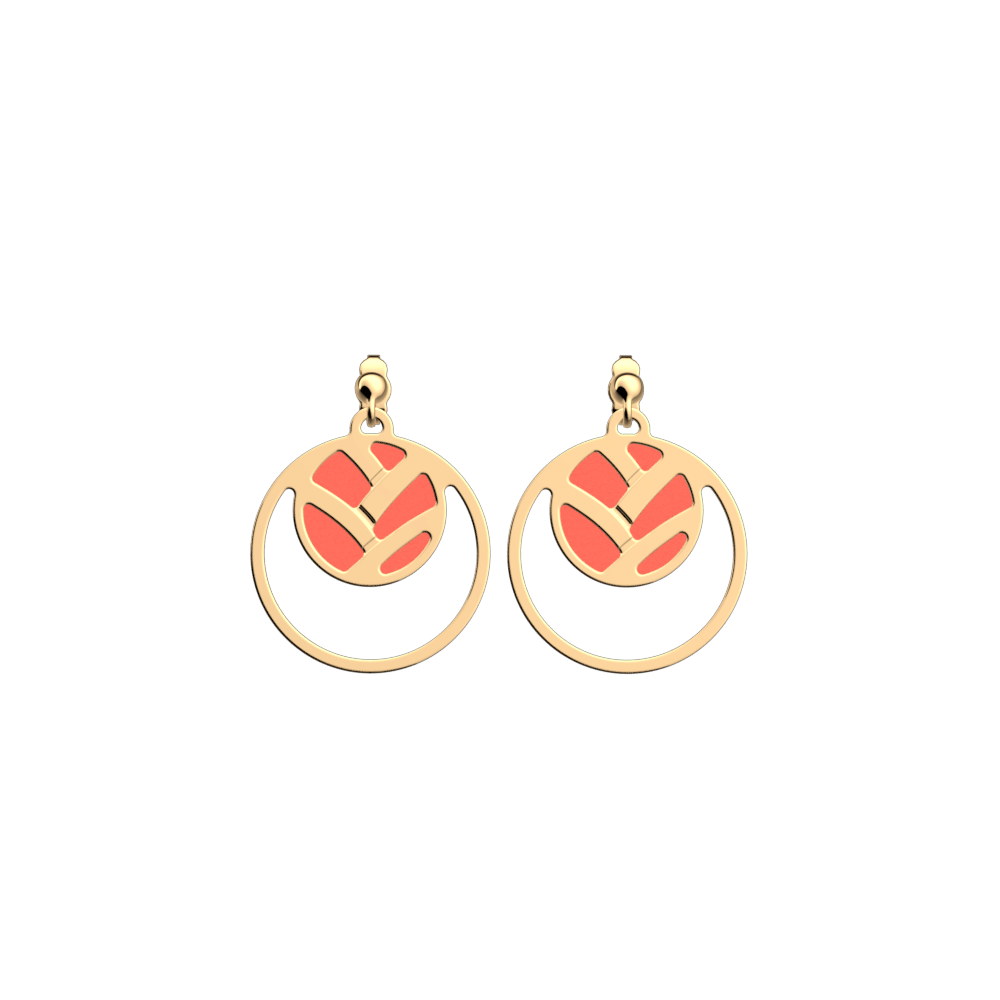 Boucles d'oreilles Tresse, cuirs réversibles Corail / Marine Métallisé image number 1