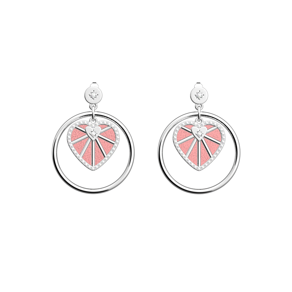 Boucles d'oreilles Caur Céleste, cuirs réversibles Rose Métal / - Les Georgettes - Modalova