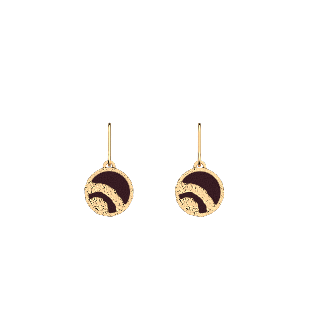 Boucles d'oreilles Nomade, cuir réversibles Prune / Gazelle image number 1