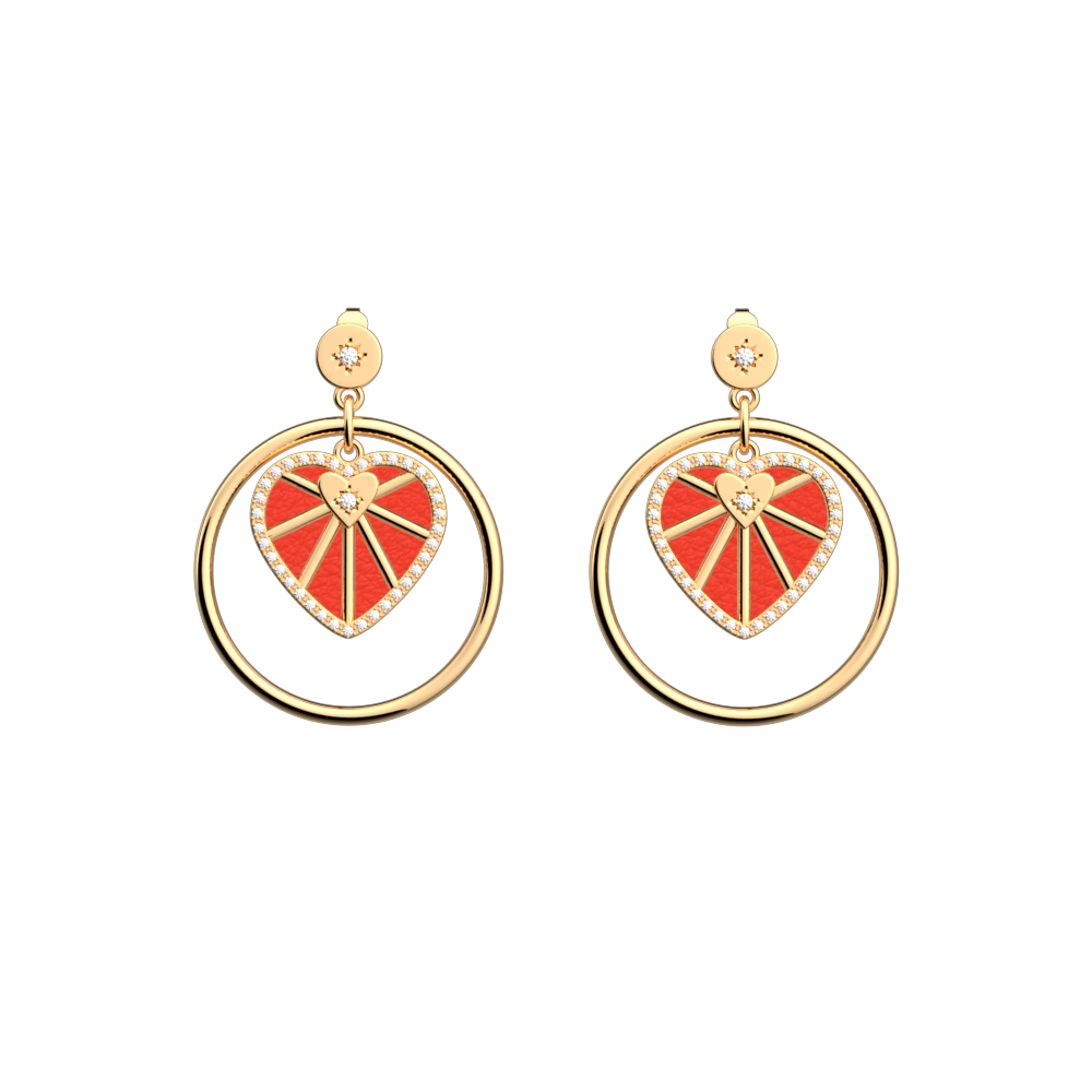 Boucles d'oreilles Caur Céleste, cuirs réversibles Rouge Passion / - Les Georgettes - Modalova