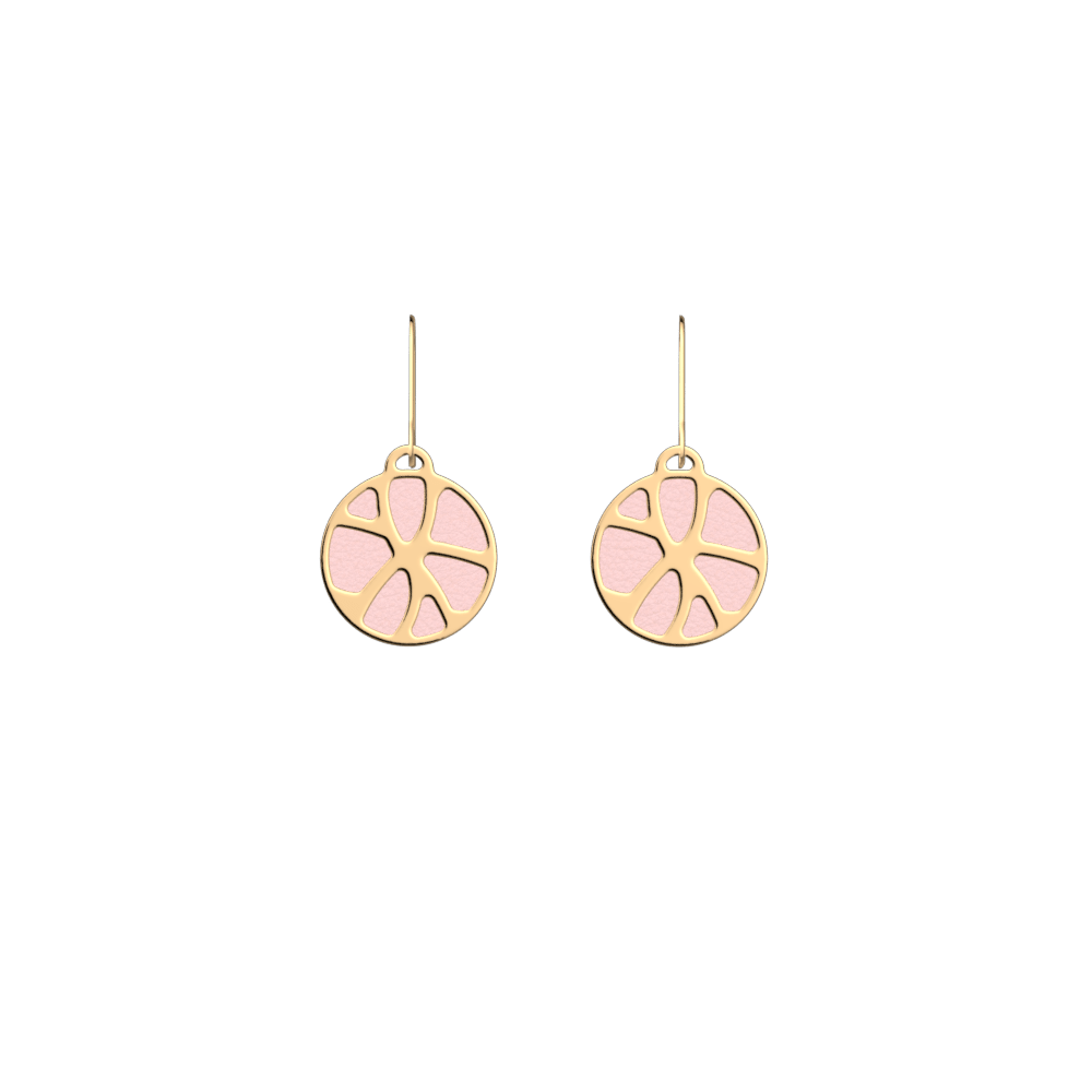 Boucle d'oreilles Nenuphar, cuir réversible Rose Clair / Gris Clair image number 1