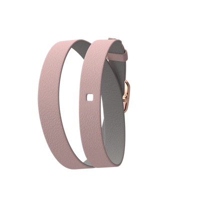 Light Pink / Light Grey Wraparound leather strap,  Rose gold finish buckle light-pink-light-grey-wraparound-leather-strap-rose-gold-finish-buckle-le_double_tour