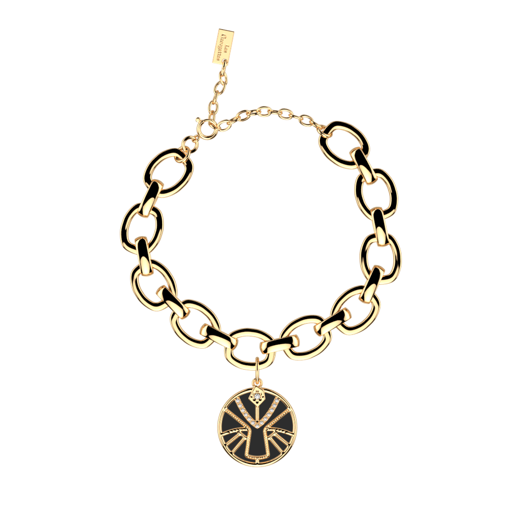 Bracelet Lion, cuir réversible Noir / Blanc - Les Georgettes - Modalova