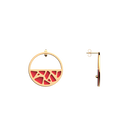 Girafe Small Hoop Earrings, Gold finish, Black Glitter / Soft Red image number 4