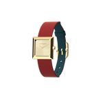 Reversible Petrol Blue / Raspberry watch, l'Absolue square watch case, Gold finish image number 2
