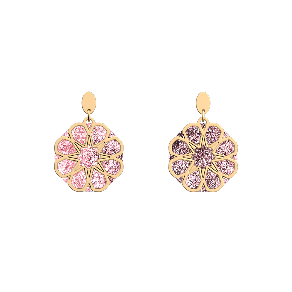 Boucles d'oreilles Arabesque, cuir réversibles Khôl Noir / Paillettes Orientales image number 2
