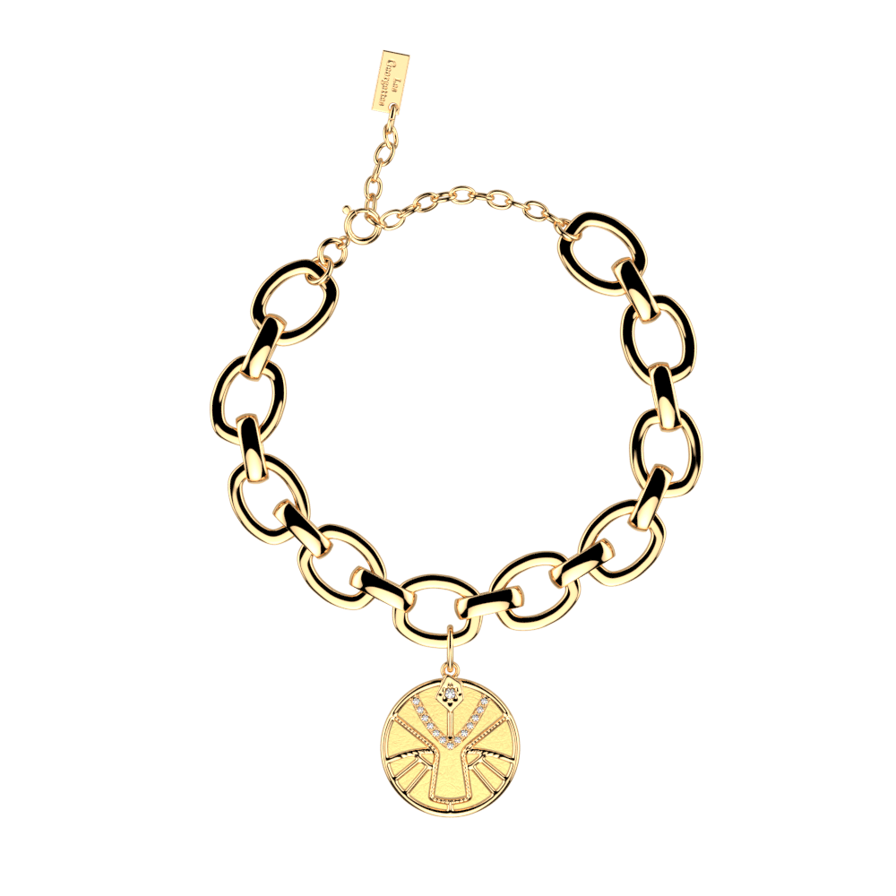 Bracelet Lion, cuir réversible Solaire / Doré - Les Georgettes - Modalova