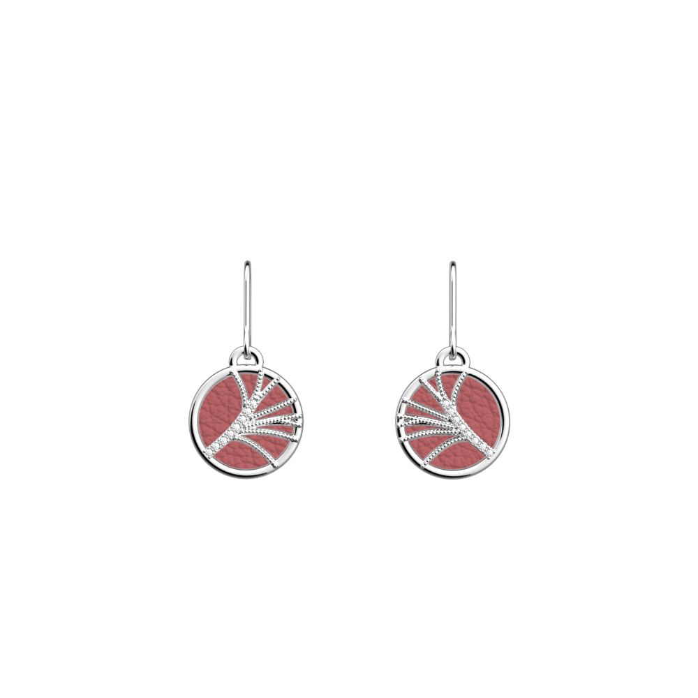 Boucles d'oreilles Rose des Sables Précieuse, cuir réversibles Émir / Rose Poudré image number 2