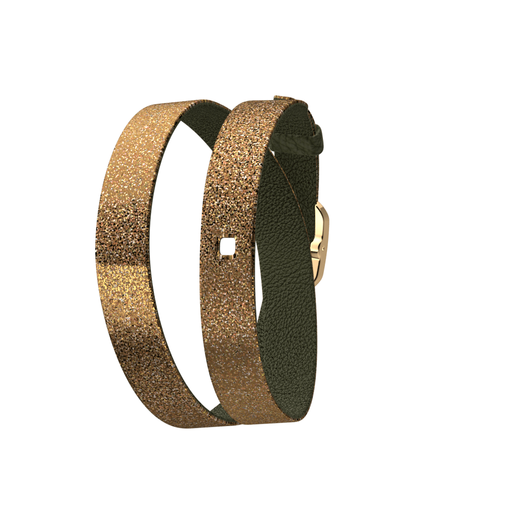 Bracelet de montre réversible, Bronze Paillettes / Vert de Gris - Les Georgettes - Modalova