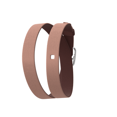 Wraparound leather strap, Peach/Cyclamen, Silver finish buckle wraparound-leather-strap-peach-cyclamen-silver-finish-buckle-le_double_tour