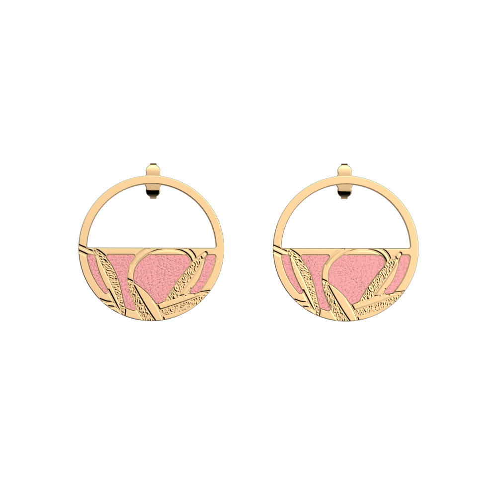 Boucles D'oreilles Clips En Cuir Rose Et Passementerie - Occasion, Style Bohème