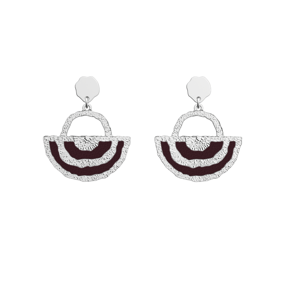 Boucles d'oreilles Nomade, cuir réversibles Gazelle / Prune image number 2