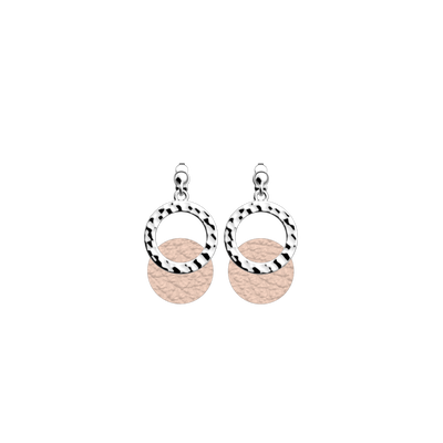 Boucles d'oreilles Pure Martelée, cuirs réversibles Dragée / Grenade boucles-d-oreilles-pure-martelee-cuirs-reversibles-dragee-grenade-pack_bo_pendantes