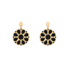 Boucles d'oreilles Arabesque, cuir réversibles Khôl Noir / Paillettes Orientales image number 1