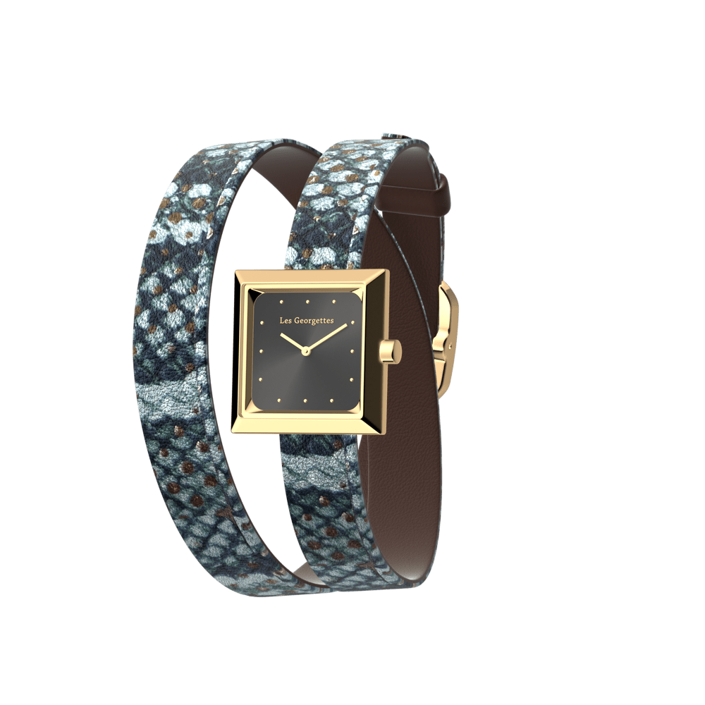 Montre réversible Reptile / Chocolat - Les Georgettes - Modalova