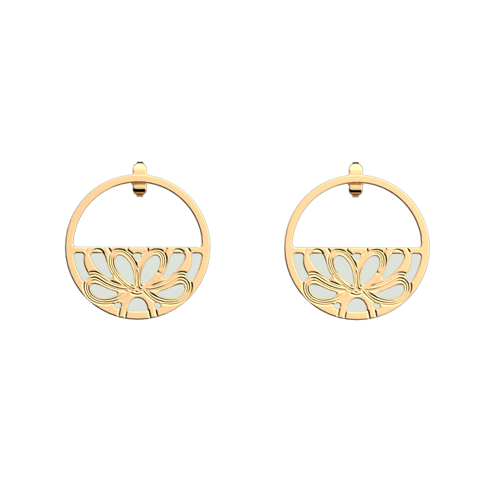 Boucles d'oreilles Flora, vinyles réversibles Blanc Cassé / Indigo - Les Georgettes - Modalova