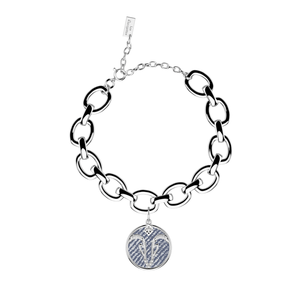 Bracelet Capricorne, cuir réversible Jeans / Tempête - Les Georgettes - Modalova