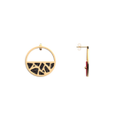 Girafe Small Hoop Earrings, Gold finish, Black Glitter / Soft Red image number 3