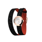 Reversible Black Glitter / Red watch, l'Absolue round watch case, Rose gold finish image