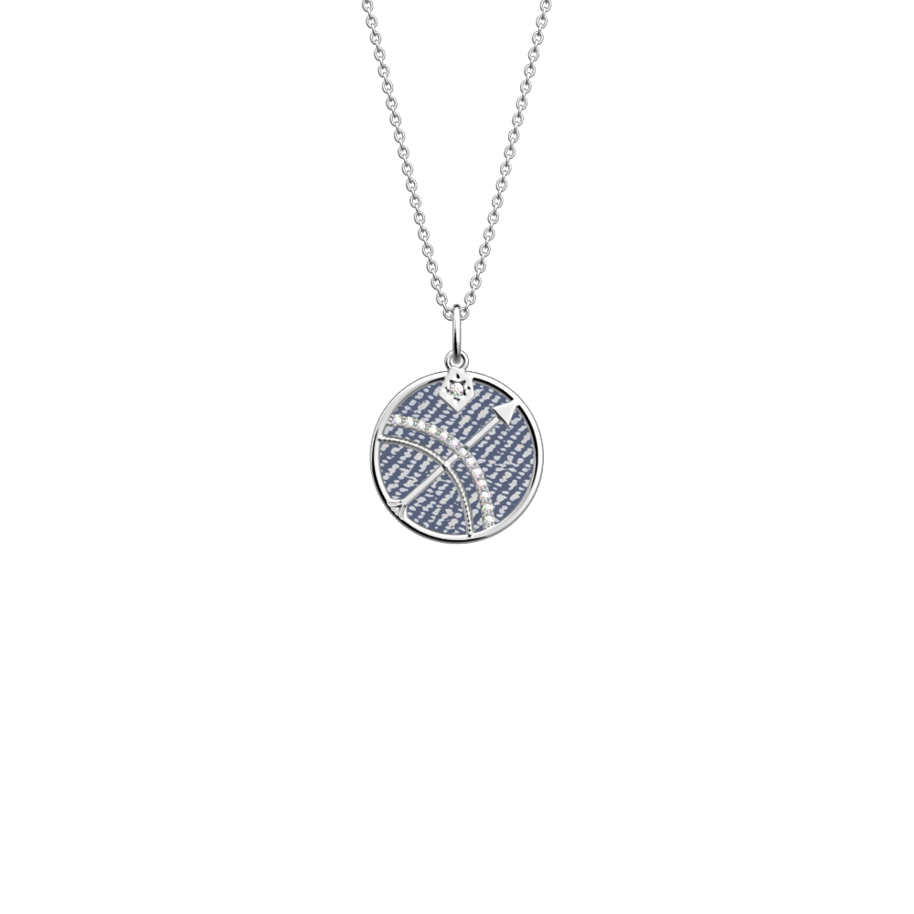 Collier Sagittaire, cuir réversible Jeans / Tempête - Les Georgettes - Modalova