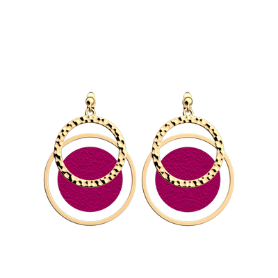 Boucles d'oreilles Pure Martelée, cuirs réversibles Fuchsia Exotique / Amaryllis Rose boucles-d-oreilles-pure-martelee-cuirs-reversibles-fuchsia-exotique-amaryllis-rose-pack_bo_pendantes