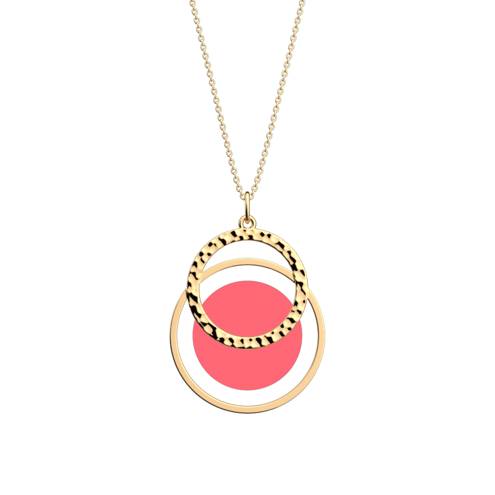 Collier Pure Martelée, cuir réversible Fuchsia Exotique / Amaryllis Rose - Les Georgettes - Modalova