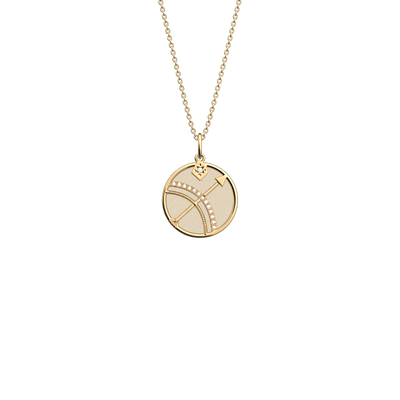 Sagittarius necklace, Cream / Gold Glitter reversible insert sagittarius-necklace-cream-gold-glitter-reversible-insert-pack_collier_zodiaque