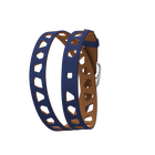 Bracelet Cuir Girafe Double Tour, Bleu Denim / Canyon, Boucle Argentée image number 1