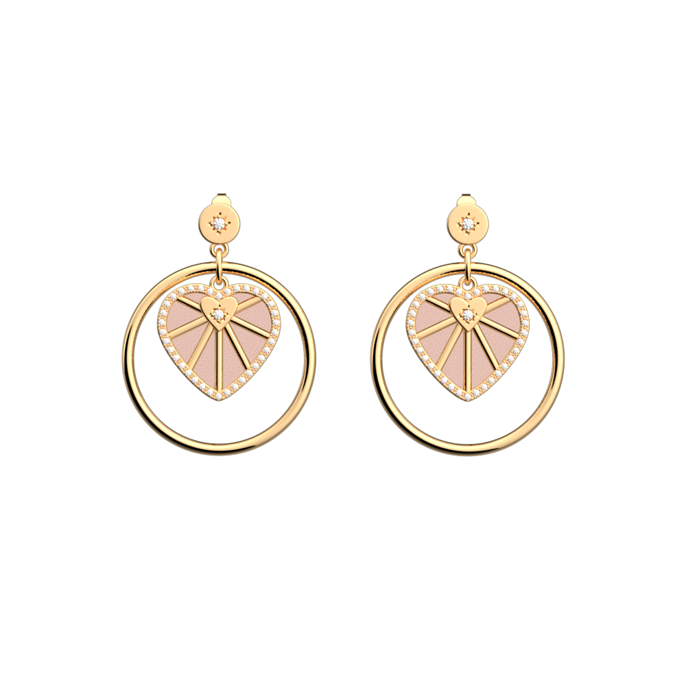 Boucles d'oreilles Caur Céleste, cuirs réversibles Jasmin / Rose Métal - Les Georgettes - Modalova