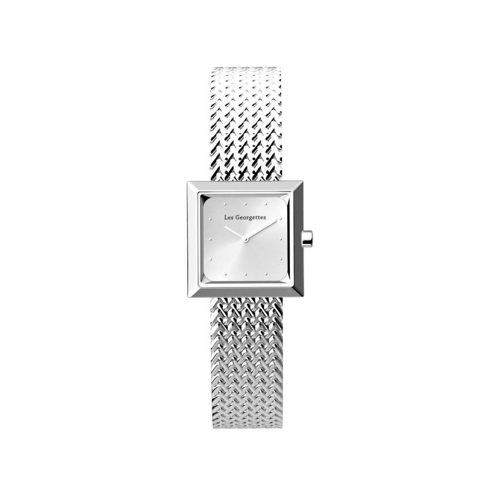 Milan mesh watch  - Silver finish, l'Absolue square watch case image number 2