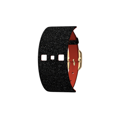 Black Glitter / Red Single Wrap Leather strap,  Gold finish buckle black-glitter-red-single-wrap-leather-strap-gold-finish-buckle-le_simple_tour