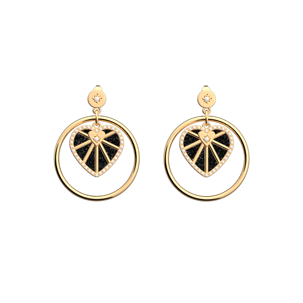 Boucles d'oreilles Caur Céleste, cuirs réversibles Paillettes Noires / Rouge - Les Georgettes - Modalova