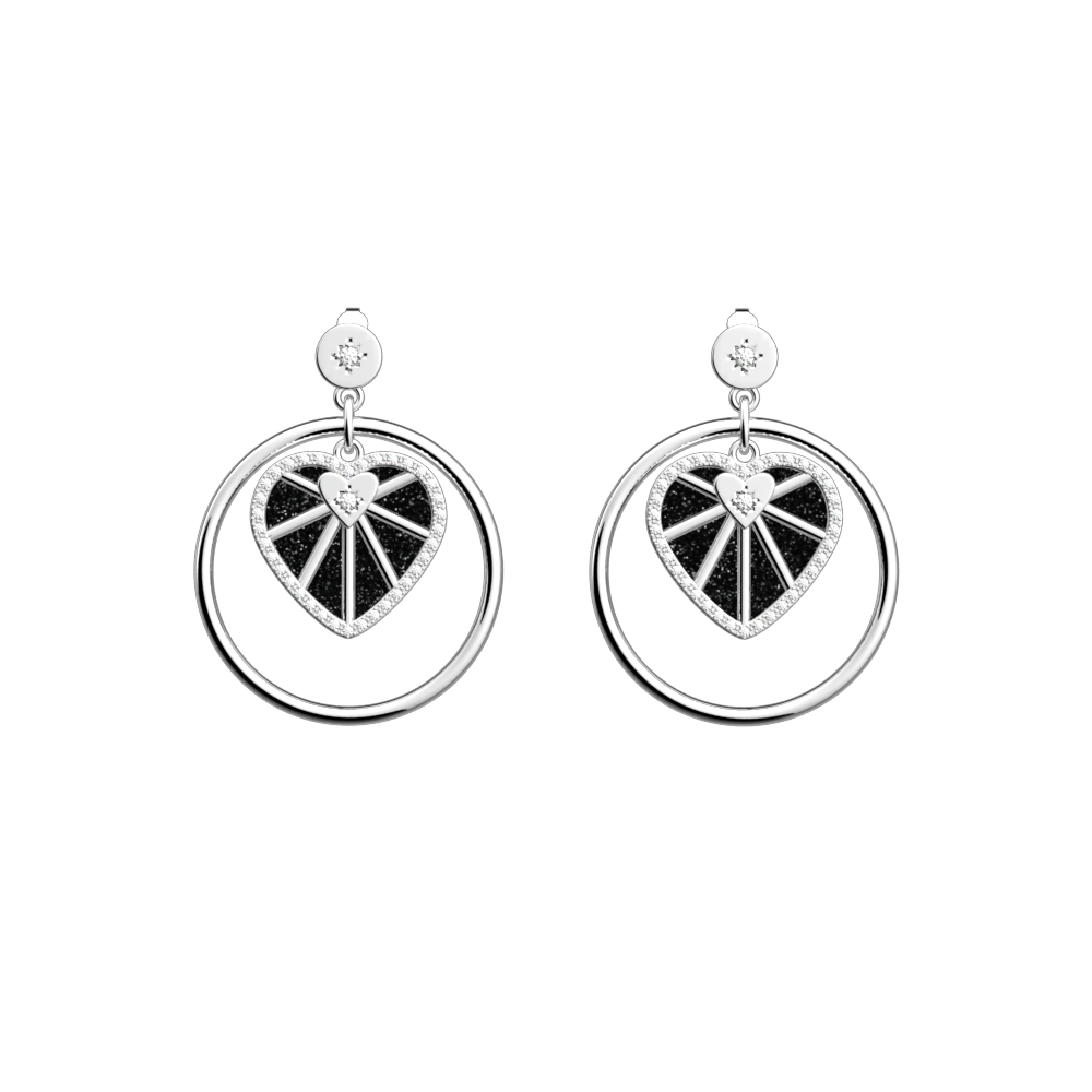 Boucles d'oreilles Caur Céleste, cuirs réversibles Paillettes Noires / Rouge - Les Georgettes - Modalova