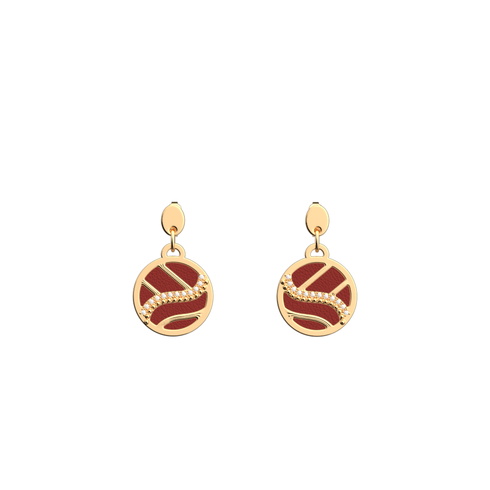 Boucles d'oreilles Désert, cuir réversibles Sépia / Paillettes Bleues image number 1