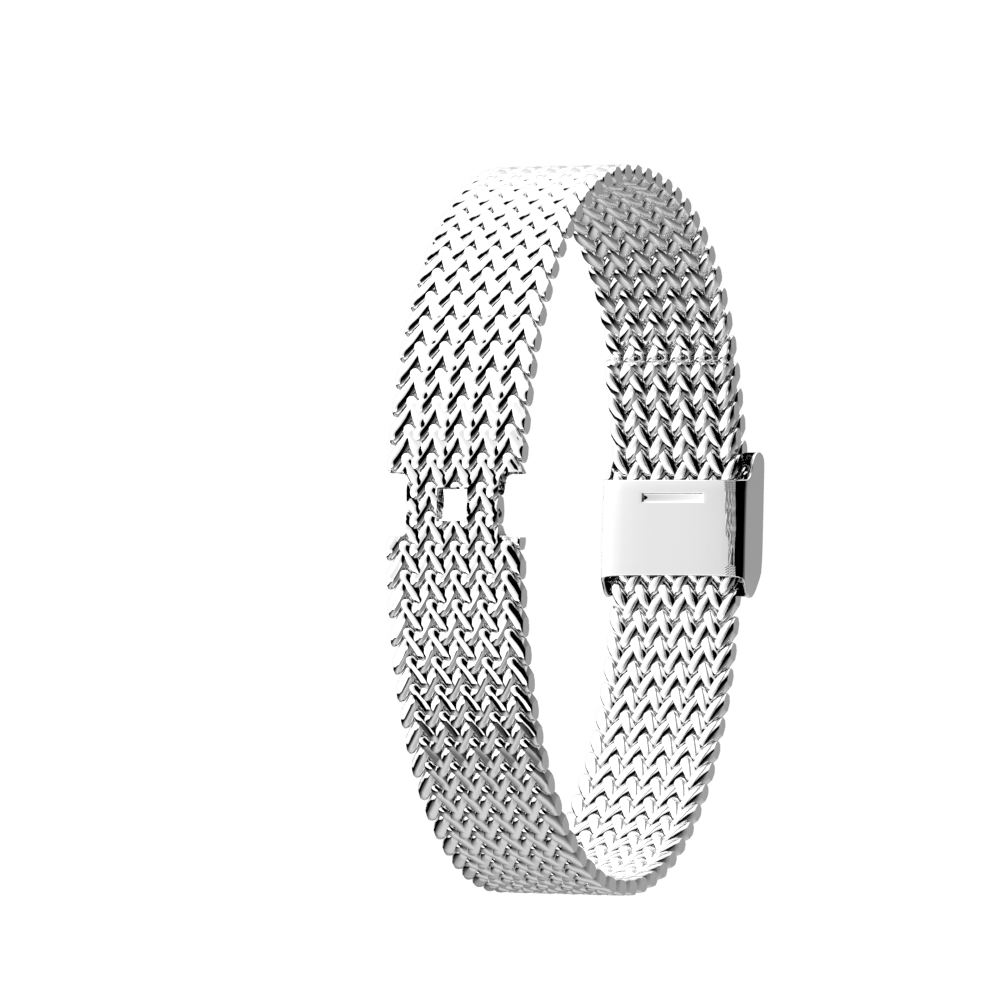 watch strap palmier mesh, silver finish