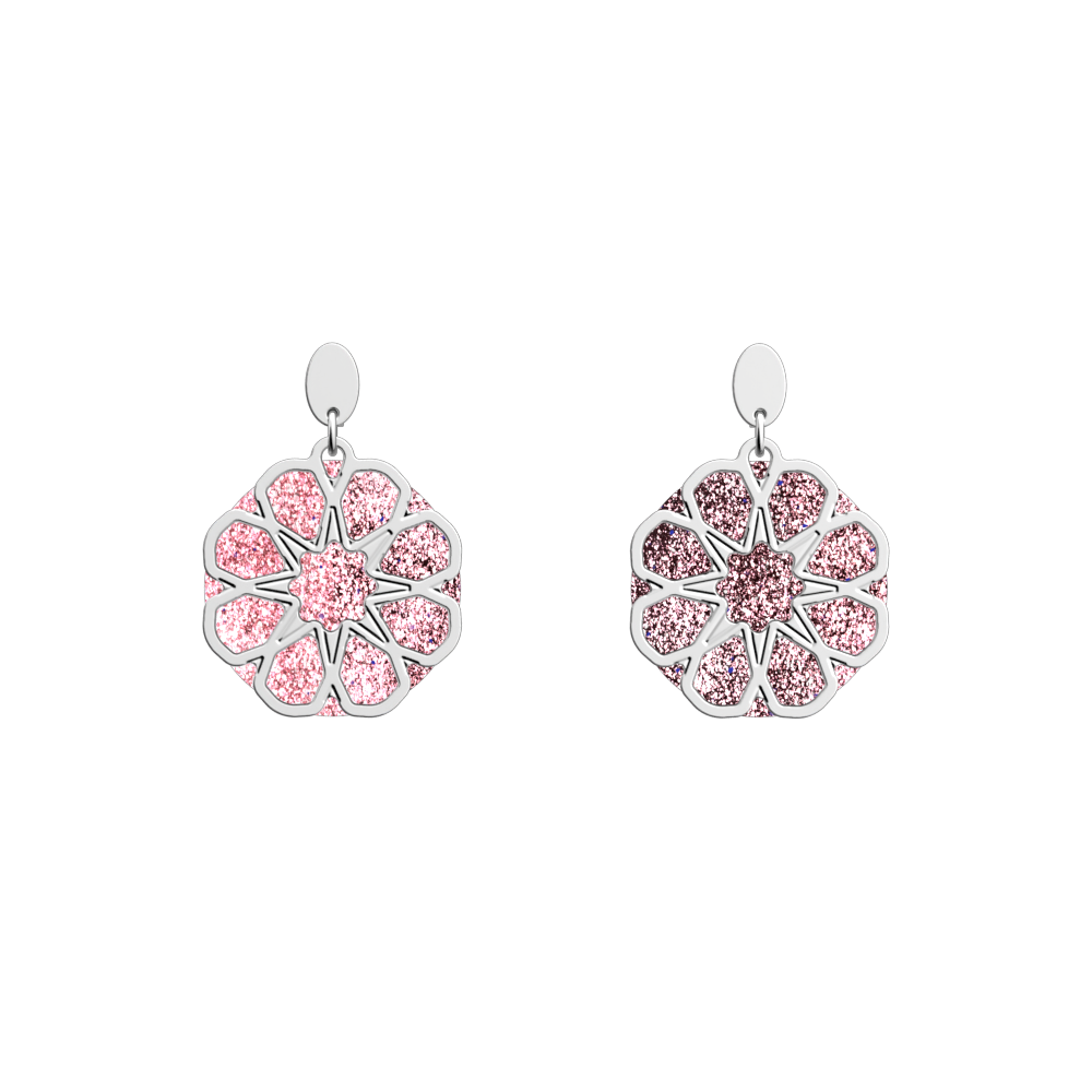 Boucles d'oreilles Arabesque, cuir réversibles Paillettes Orientales / Khôl Noir image number 1