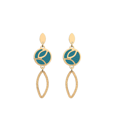 Boucles d'oreilles Jungle, cuirs réversibles Écailles Bleutées / Bleu Georgettes boucles-d-oreilles-jungle-cuirs-reversibles-ecailles-bleutees-bleu-georgettes-pack_bo_dormeuses