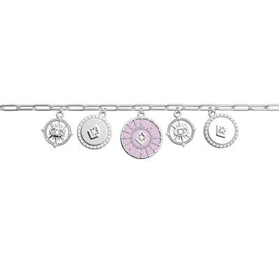 Bracelet Astrale Pampille, cuir réversible Blanc Nacré / Magnolia bracelet-astrale-pampille-cuir-reversible-blanc-nacre-magnolia-pack_bracelets_chaines_joncs
