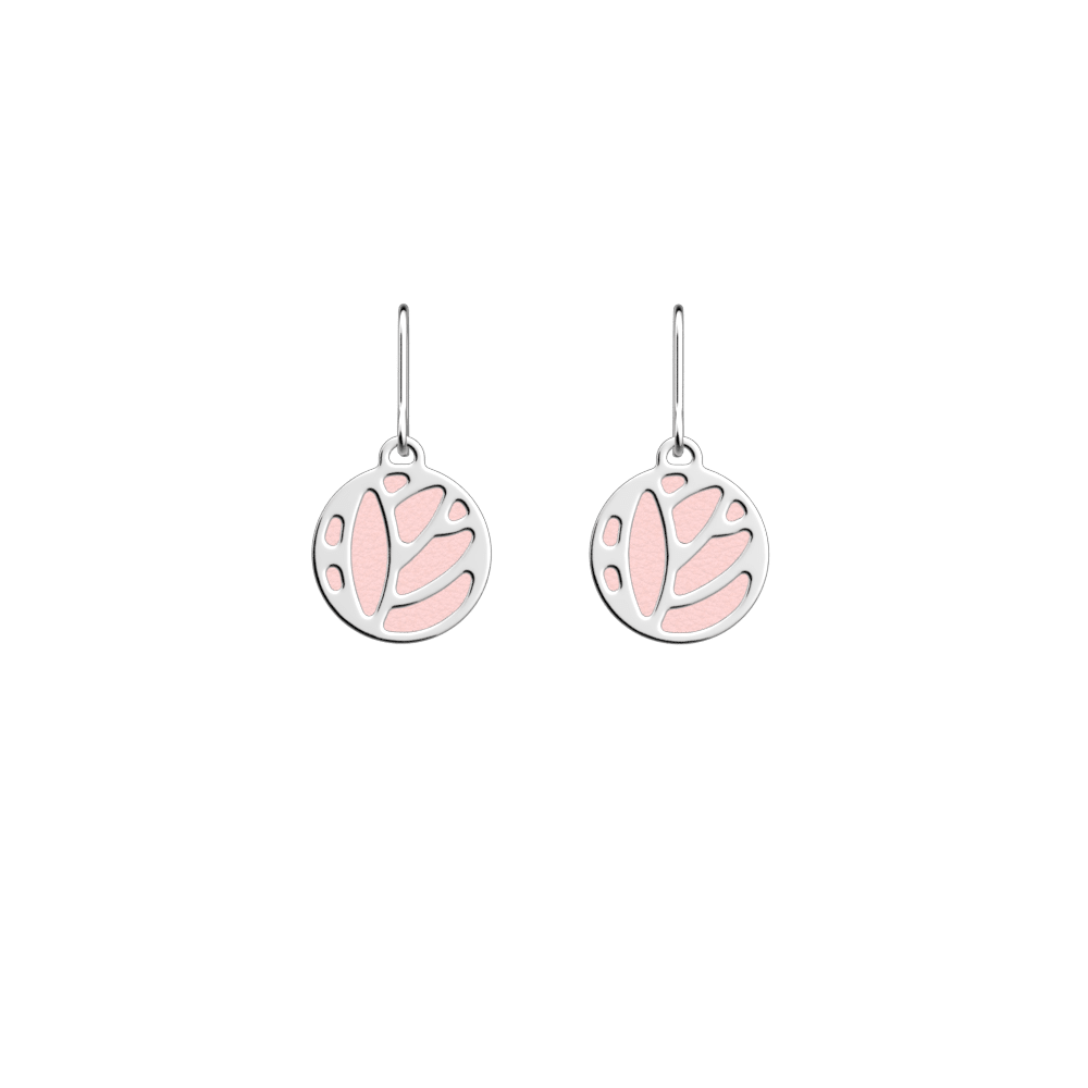 Boucles d oreilles Lotus cuirs r versibles Rose Clair Gris Clair