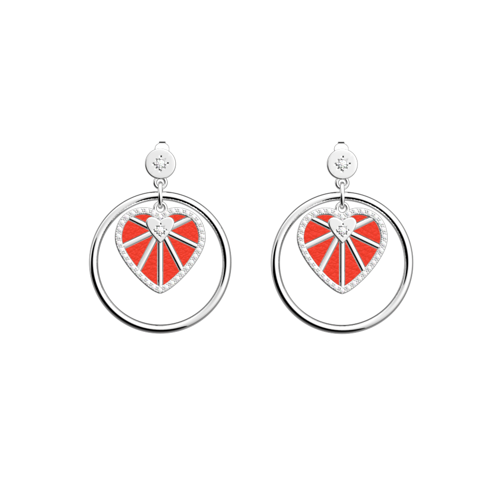 Boucles d'oreilles Caur Céleste, cuirs réversibles Rouge Passion / Glamour - Les Georgettes - Modalova