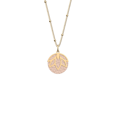 Collier Lotus, cuir réversible Grenade / Dragée  collier-lotus-cuir-reversible-grenade-dragee-pack_colliers