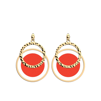 Boucles d'oreilles Pure Martelée, cuirs réversibles Glamour / Rouge Passion boucles-d-oreilles-pure-martelee-cuirs-reversibles-glamour-rouge-passion-pack_bo_pendantes