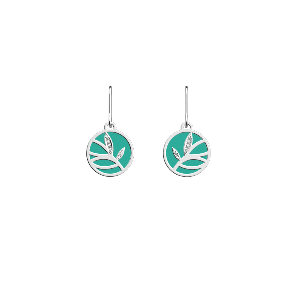 Boucle d'oreilles Arbre de Vie, cuirs réversibles Aquatic / Nude image number 1