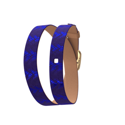 Sandstone / Batik Wraparound leather strap,  Gold finish buckle sandstone-batik-wraparound-leather-strap-gold-finish-buckle-le_double_tour