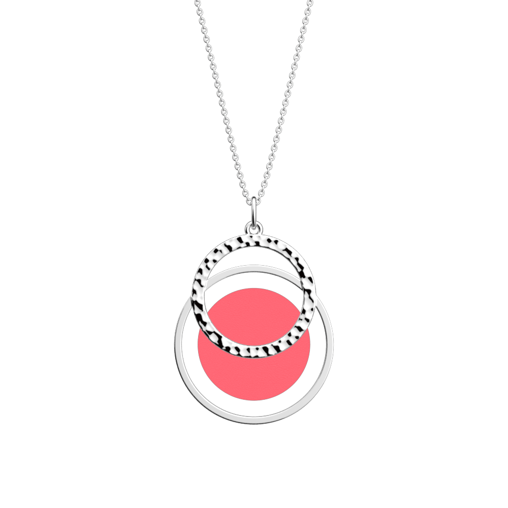 Collier Pure Martelée, cuir réversible Amaryllis rose / Fuchsia Exotique - Les Georgettes - Modalova